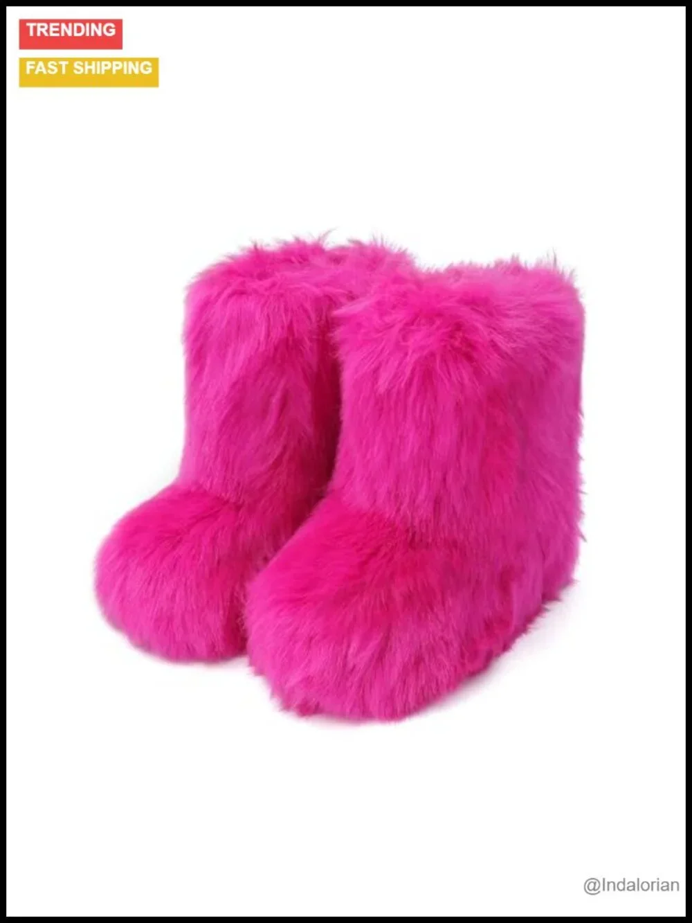 Faux Fur Platform Ankle Boots Winter Snow Fluffy Round Toe Y2k